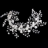 Headband, Tibetan Style, with Crystal & Plastic Pearl, fashion jewelry & for woman, silver color, nickel, lead & cadmium free, 320x110x10mm, Sold By PC