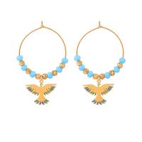 Stainless Steel Drop Earring 316L Stainless Steel with Crystal Eagle fashion jewelry & for woman golden 30mm 50mm Sold By Pair