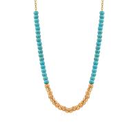 Stainless Steel Jewelry Necklace, 316L Stainless Steel, with turquoise, with 1.97inch extender chain, fashion jewelry & different styles for choice & for woman, golden, Length:Approx 15.75 Inch, Sold By PC