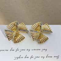 Tibetan Style Stud Earring, Pinwheel, fashion jewelry & for woman & with rhinestone, golden, nickel, lead & cadmium free, 30mm, Sold By Pair