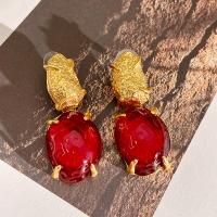 Tibetan Style Drop Earrings, with Lampwork, real gold plated, fashion jewelry & for woman, golden, nickel, lead & cadmium free, 53mm, Sold By Pair