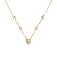 Titanium Steel Necklace with 2.17inch extender chain Heart high quality plated & micro pave cubic zirconia & for woman golden Sold Per Approx 15.94 Inch Strand