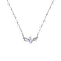 Titanium Steel Necklace, with 1.97inch extender chain, high quality plated & micro pave cubic zirconia & for woman, silver color, Length:Approx 16.3 Inch, Sold By PC