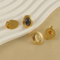 Titanium Steel  Earring with Natural Stone 18K gold plated fashion jewelry & for woman Sold By Pair