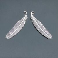 Tibetan Style Feather Pendants, antique silver color plated, durable & Corrosion-Resistant & DIY, nickel, lead & cadmium free, 52x12mm, Approx 100PCs/Bag, Sold By Bag