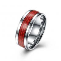 304 nehrđajućeg čelika Finger Ring, s Carbon Fiber, uglađen, različite veličine za izbor & za čovjeka & emajl, 8x2.50mm, Veličina:8-13, Prodano By PC