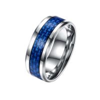 304 nehrđajućeg čelika Finger Ring, s Carbon Fiber, uglađen, različite veličine za izbor & za čovjeka & emajl, 8x2.50mm, Veličina:8-13, Prodano By PC