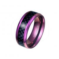 304 Stainless Steel Finger Ring with Carbon Fibre Vacuum Ion Plating & for man & enamel US Ring Sold By PC