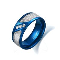 304 nehrđajućeg čelika Finger Ring, različite veličine za izbor & za čovjeka & s Rhinestone, 8x2.50mm, Veličina:8-13, Prodano By PC
