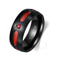 304 Stainless Steel Finger Ring with Wood Vacuum Ion Plating & for man & with rhinestone US Ring Sold By PC