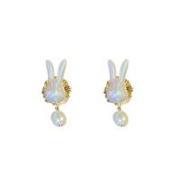Zinc Alloy Stud Earring with Plastic Pearl gold color plated fashion jewelry & for woman white nickel lead & cadmium free Sold By Pair