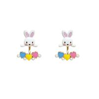 Zinc Alloy Stud Earring with Plastic Pearl Rabbit fashion jewelry & for woman nickel lead & cadmium free Sold By Pair