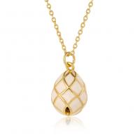Ожерелья из латуни, Латунь, плакированный настоящим золотом, ювелирные изделия моды & Женский & эмаль, Много цветов для выбора, 14x25mm, длина:45 см, продается PC