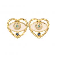 Evil Eye Earrings Brass real gold plated fashion jewelry & micro pave cubic zirconia & for woman & enamel Sold By Pair