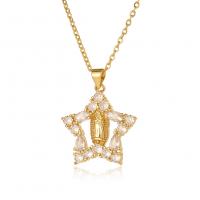 Brass Necklace real gold plated fashion jewelry & DIY & for woman & with cubic zirconia golden Length 45 cm Sold By PC