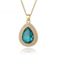 Brass Necklace real gold plated fashion jewelry & for woman & with cubic zirconia Length 45 cm Sold By PC