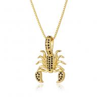 Brass Necklace Scorpion real gold plated fashion jewelry & for woman & with cubic zirconia two different colored Length 45 cm Sold By PC