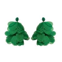 Zinklegierung Ohrringe, mit Seedbead & Stoff, Modeschmuck & für Frau, keine, 100x70mm, verkauft von Paar