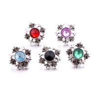 Tibetan Style Snap Button Bracelet Clasp, Snowflake, antique silver color plated, fashion jewelry & DIY & with rhinestone, more colors for choice, nickel, lead & cadmium free, 18x18mm, Sold By PC