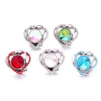 Tibetan Style Snap Button Bracelet Clasp, Heart, platinum color plated, fashion jewelry & DIY & with rhinestone & hollow, more colors for choice, nickel, lead & cadmium free, 18x18mm, Sold By PC