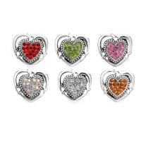 Zinc Alloy Snap Button Bracelet Clasp Heart antique silver color plated fashion jewelry & DIY & with rhinestone nickel lead & cadmium free Sold By PC