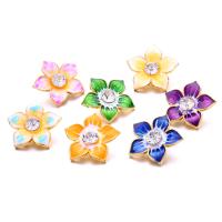 Zinc Alloy Snap Button Bracelet Clasp Flower gold color plated fashion jewelry & DIY & enamel & with rhinestone nickel lead & cadmium free Sold By PC