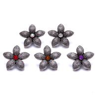 Zinc Alloy Snap Button Bracelet Clasp Flower antique silver color plated fashion jewelry & DIY & with rhinestone nickel lead & cadmium free Sold By PC