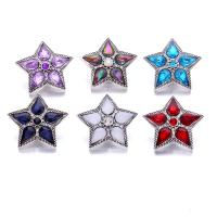 Zinc Alloy Snap Button Bracelet Clasp Star antique silver color plated fashion jewelry & DIY & with rhinestone nickel lead & cadmium free Sold By PC