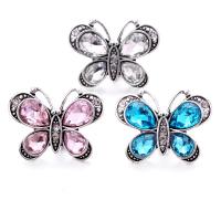 Zinc Alloy Snap Button Bracelet Clasp Butterfly antique silver color plated fashion jewelry & DIY & with rhinestone nickel lead & cadmium free Sold By PC