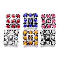 Zinc Alloy Snap Button Bracelet Clasp Square antique silver color plated fashion jewelry & DIY & with rhinestone nickel lead & cadmium free Sold By PC