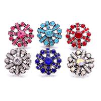 Zinc Alloy Snap Button Bracelet Clasp Flower antique silver color plated fashion jewelry & DIY & with rhinestone & hollow nickel lead & cadmium free Sold By PC