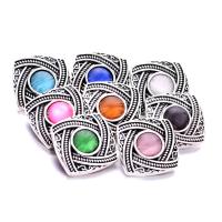 Zinek Chunk Button Náramek zavírací, s Kočky Eye, Náměstí, starožitné barva postříbřená, módní šperky & DIY, více barev na výběr, nikl, olovo a kadmium zdarma, 18x18mm, Prodáno By PC