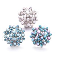 Zinc Alloy Snap Button Bracelet Clasp with Plastic Pearl Flower platinum color plated fashion jewelry & DIY & with rhinestone nickel lead & cadmium free Sold By PC