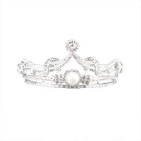 Bridal Tiaras, Tibetan Style, with Plastic Pearl, silver color plated, fashion jewelry & for woman & with rhinestone, silver color, nickel, lead & cadmium free, 140x70x330mm, Sold By PC