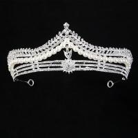 Tiara's, Zinc Alloy, met Plastic Pearl, silver plated, mode sieraden & voor vrouw & met strass, zilver, nikkel, lood en cadmium vrij, 330x140x60mm, Verkocht door PC