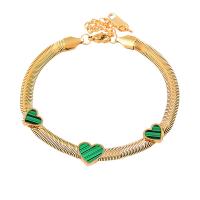Bijoux bracelet en acier inoxydable, acier inoxydable 316L, avec Acrylique, avec 1.97inch chaînes de rallonge, coeur, bijoux de mode & pour femme, doré, Longueur:Environ 7.09 pouce, Vendu par PC