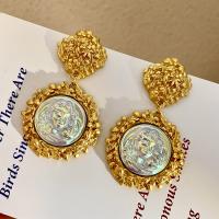 Zinc Alloy Stud Earring with Plastic Pearl real gold plated fashion jewelry & for woman golden nickel lead & cadmium free 65mm Sold By Pair