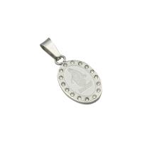 Stainless Steel Pendant Setting, 304 Stainless Steel, fashion jewelry & with rhinestone, original color, 28x12x1.95mm, Hole:Approx 3.3mm, Sold By PC
