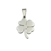 Stainless Steel Pendant Setting, 304 Stainless Steel, Four Leaf Clover, fashion jewelry & Unisex, original color, 23x10x1.40mm, Hole:Approx 3mm, Sold By PC
