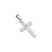 Nehrđajućeg čelika križa Privjesci, 304 nehrđajućeg čelika, modni nakit & s Rhinestone, izvorna boja, 30x14x1.86mm, Rupa:Približno 3mm, Prodano By PC