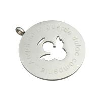 Stainless Steel Pendants, 304 Stainless Steel, fashion jewelry & hollow, original color, 34x30x1.50mm, Hole:Approx 3mm, Sold By PC