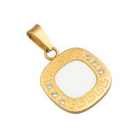 Bijoux pendentifs en acier inoxydable , Acier inoxydable 304, avec Acrylique, bijoux de mode & avec strass, doré, 27x17x2.35mm, Trou:Environ 3.68mm, Vendu par PC