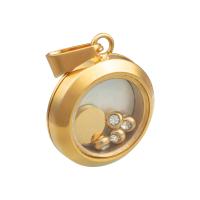 Flutuando Medalhão Pingente, Aço inoxidável 304, joias de moda & com strass, dourado, 30x20x4.20mm, Buraco:Aprox 3.5mm, vendido por PC