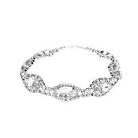 Rhinestone narukvice, Vještački dijamant, s Mesing, srebrne boje pozlaćen, za žene, 11mm, Dužina 18.5 cm, Prodano By PC