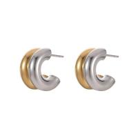 Brass Stud Earring, Letter C, plated, for woman, nickel, lead & cadmium free, 10.50x8.80x14.70mm, Sold By Pair