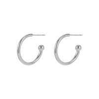 Brass Stud Earring, Letter C, silver color plated, for woman, nickel, lead & cadmium free, 15mm, Sold By Pair