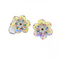 Cubic Zirconia Micro Pave Brass Earring, Flower, plated, fashion jewelry & micro pave cubic zirconia, more colors for choice, nickel, lead & cadmium free, 37x37mm, Sold By Pair