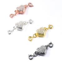 Heart Zinc Alloy Connector with Magnet plated DIY & with rhinestone nickel lead & cadmium free Approx 3mm Sold By Bag