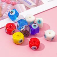 Evil Eye Lampwork Beads, Column, DIY, mixed colors, 9mm, Hole:Approx 1.6-1.9mmmm, 10PCs/Bag, Sold By Bag