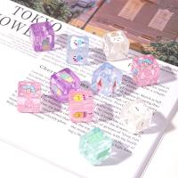 Transparente Acryl-Perlen, Acryl, Quadrat, DIY & verschiedene Muster für Wahl, gemischte Farben, 13mm, Bohrung:ca. 4.3mm, 10PCs/Tasche, verkauft von Tasche